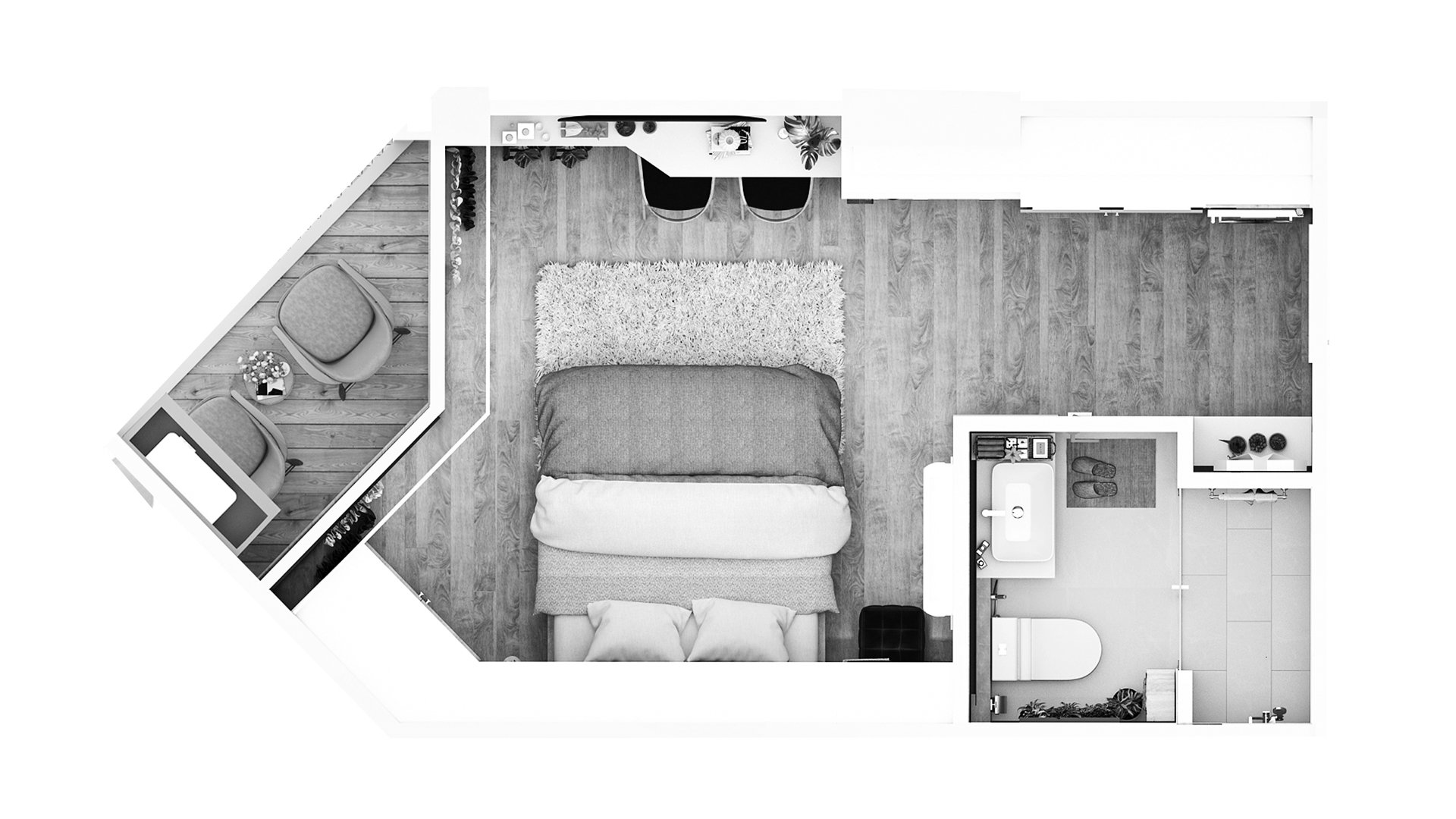 Condominium floor plan, 1 room in The Momentum - Serene Condominium No. 11010