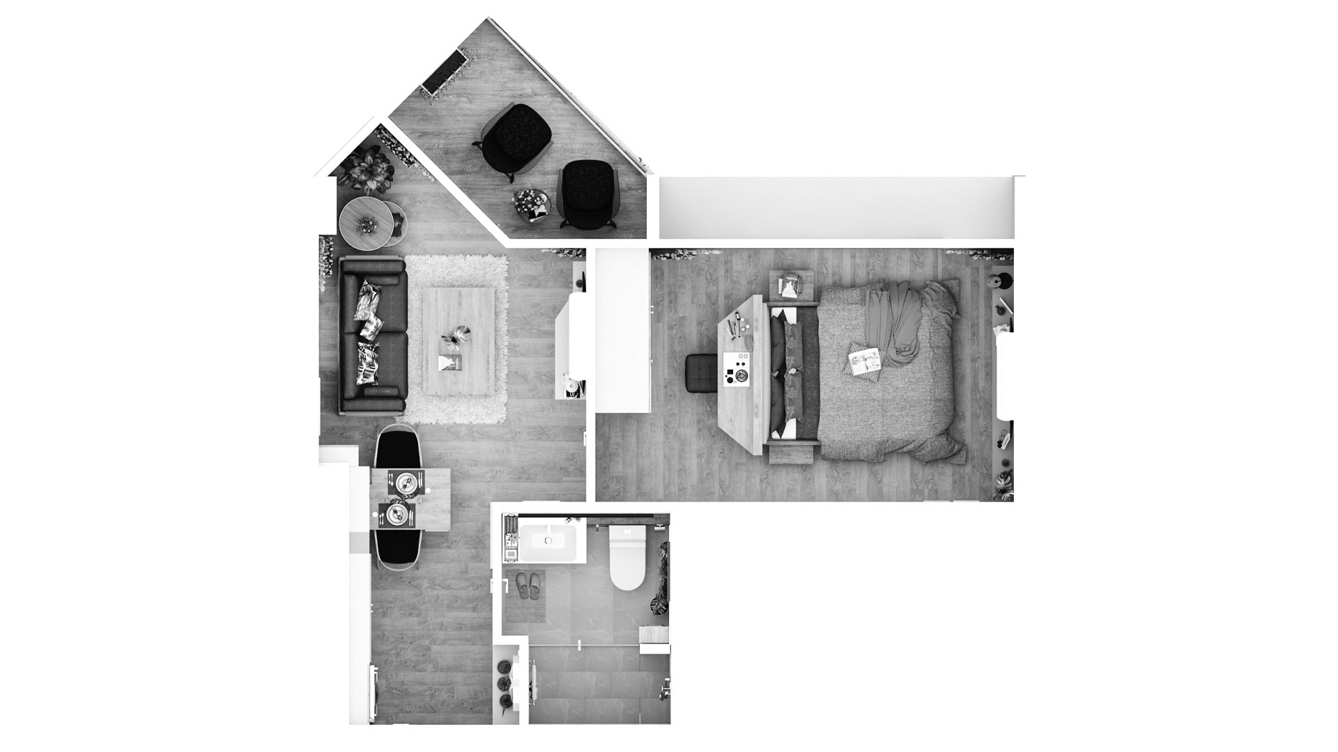 Condominium floor plan, 1 bedroom in The Momentum - Serene Condominium No. 11011