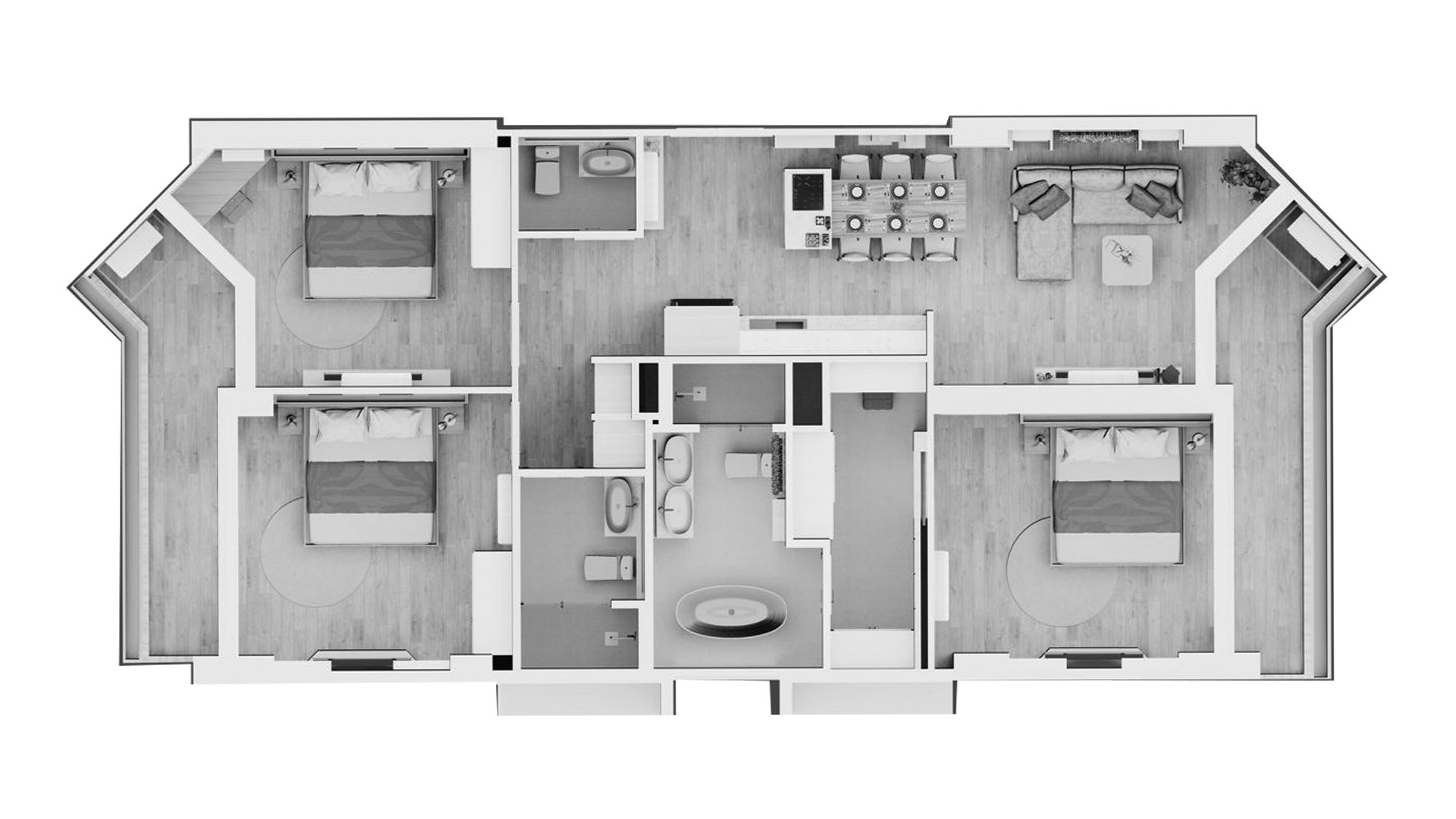 Condominium floor plan, 3 bedrooms in The Momentum - Serene Condominium No. 11014