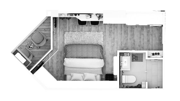 Condominium floor plan, 1 room in The Momentum - Serene Condominium No. 11009 (2D)