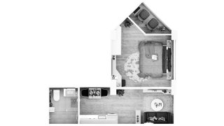 Condominium floor plan, 1 bedroom in The Momentum - Serene Condominium No. 11012